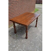 thumb-Donker eiken uitschuifbare eettafel met vaste poten-1