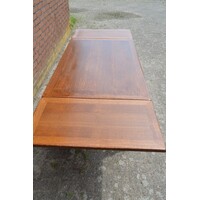 thumb-Donker eiken uitschuifbare eettafel met vaste poten-5