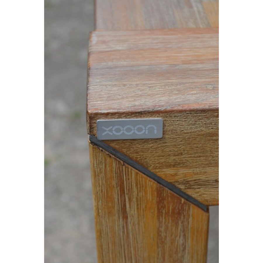 Massief teak uitschuifbare eettafel van Xooon met stoere used-look-4