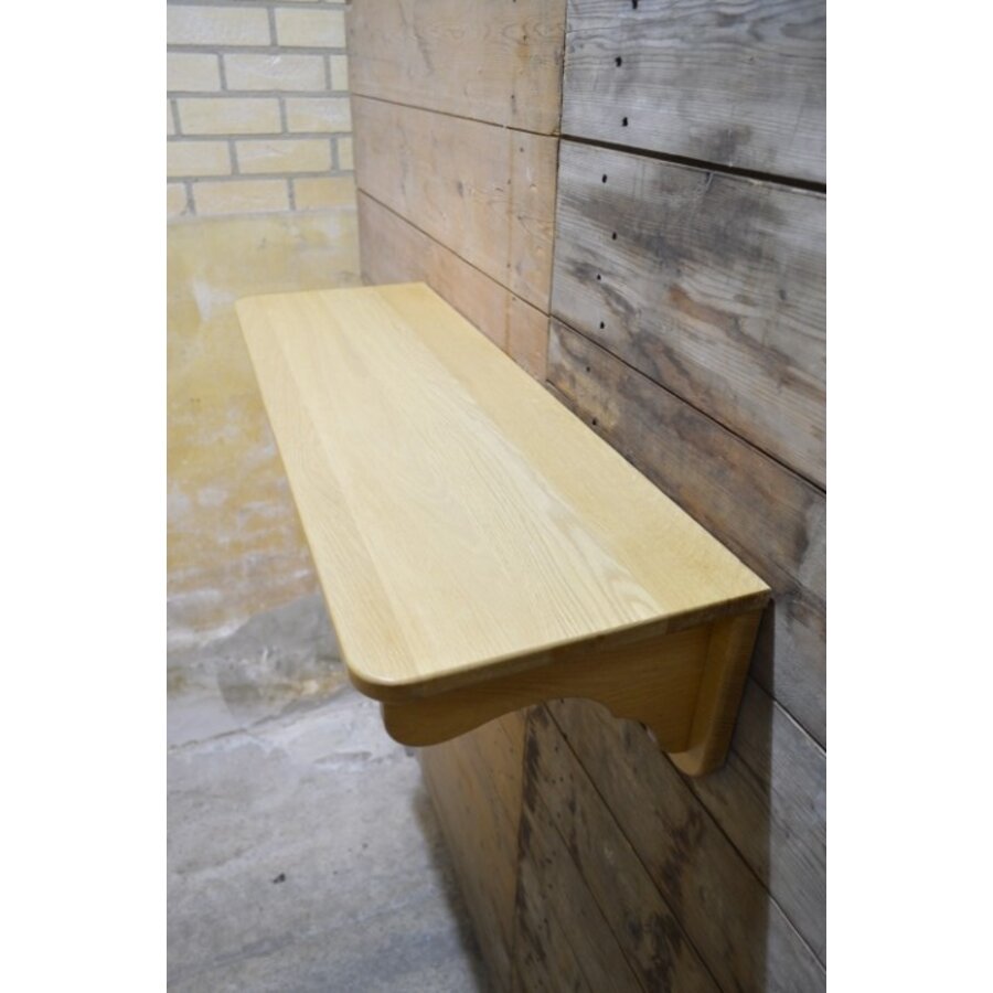 Massief blank eiken kapstok met legplank en haken-6