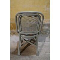 thumb-Vintage rotan stoel met stoffen zitting-3