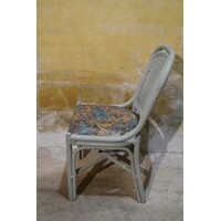 thumb-Vintage rotan stoel met stoffen zitting-4