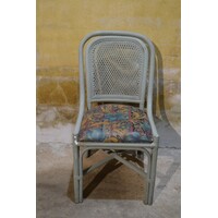 thumb-Vintage rotan stoel met stoffen zitting-1