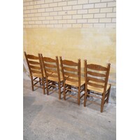 thumb-Set van 4 donker eiken knopstoelen-5