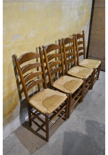 Eiken knopstoelen donker 4x 