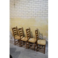 thumb-Set van 4 donker eiken knopstoelen-7