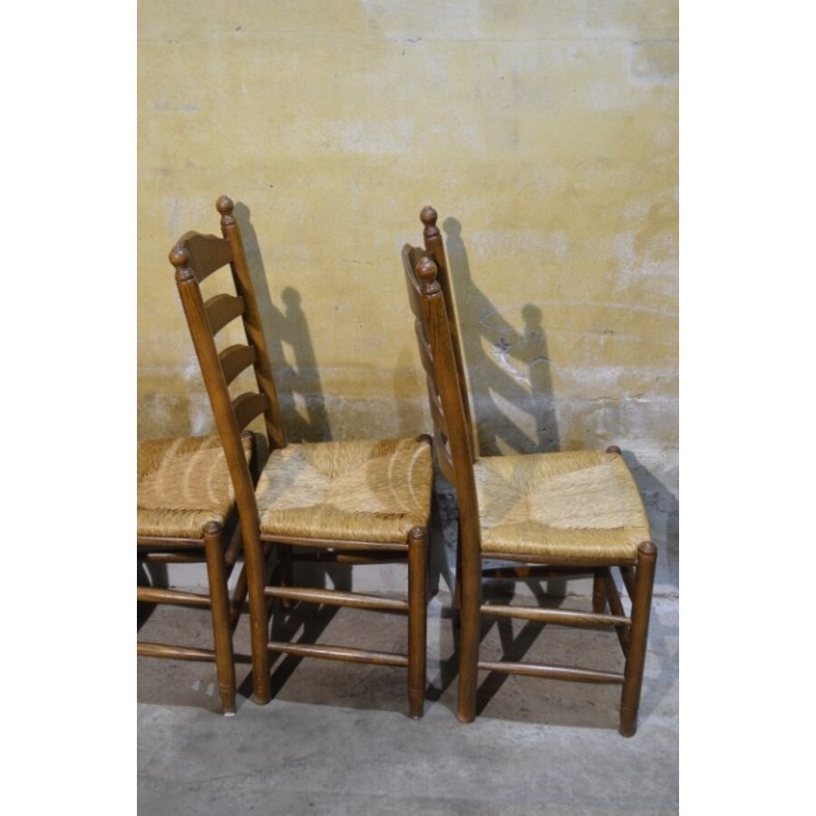 Set van 4 donker eiken knopstoelen-8