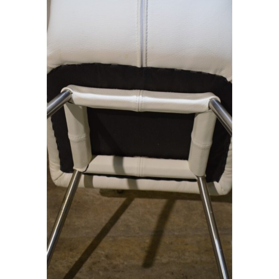 6 design eetkamerstoelen leer met metalen frame jaren 80-3