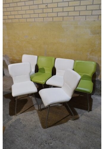 Design stoel leer metaal 6x 