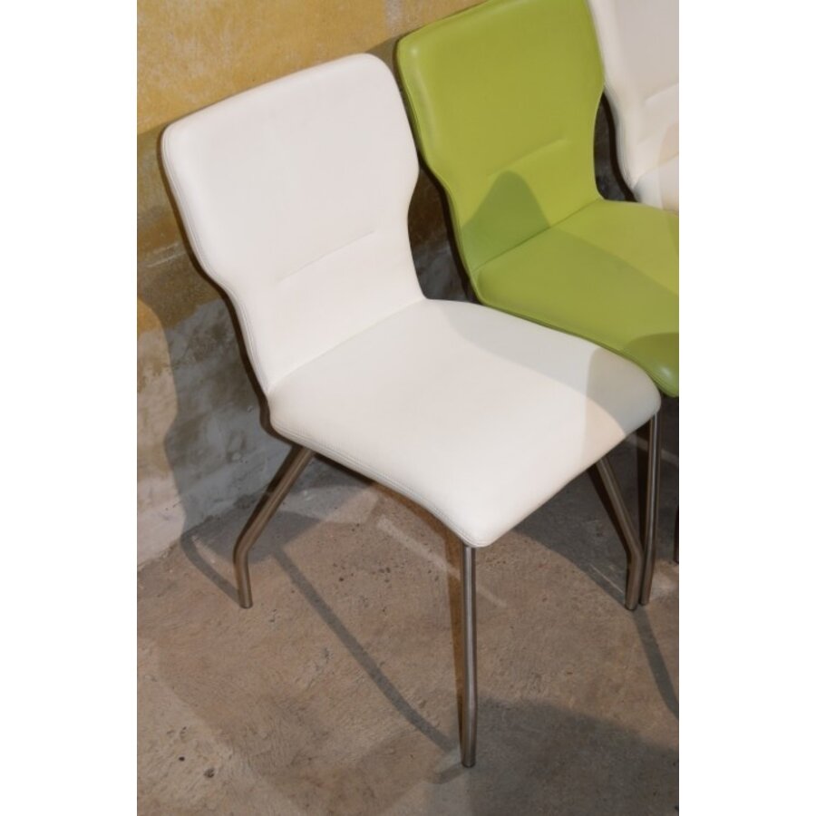 6 design eetkamerstoelen leer met metalen frame jaren 80-6