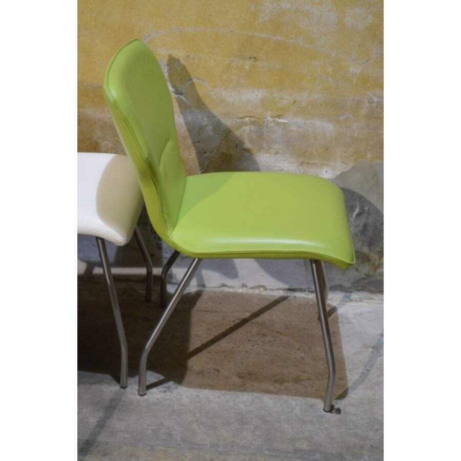 6 design eetkamerstoelen leer met metalen frame jaren 80-8