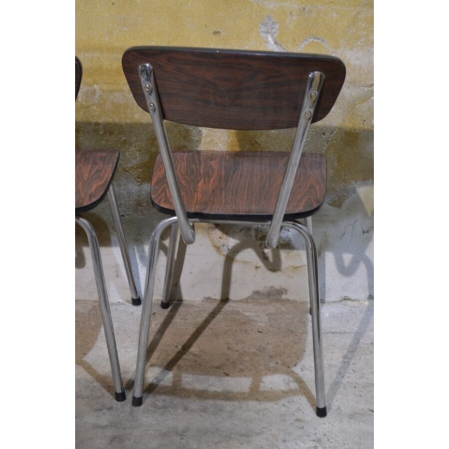 2 retro Formica keukenstoelen met verchroomd buisframe-2