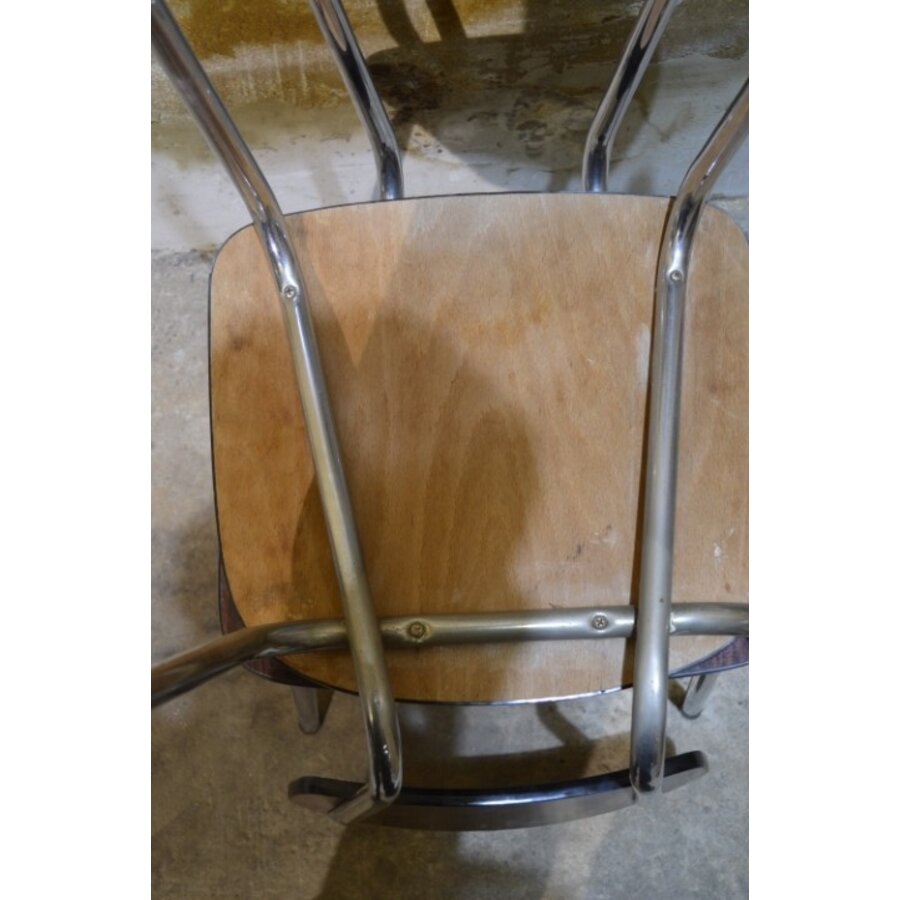 2 retro Formica keukenstoelen met verchroomd buisframe-4