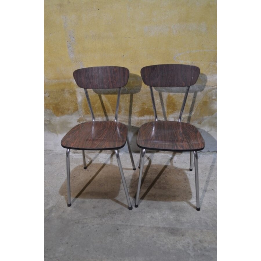 2 retro Formica keukenstoelen met verchroomd buisframe-5