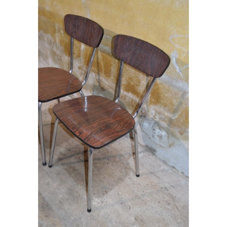 2 retro Formica keukenstoelen met verchroomd buisframe-6