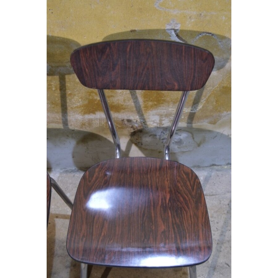 2 retro Formica keukenstoelen met verchroomd buisframe-7