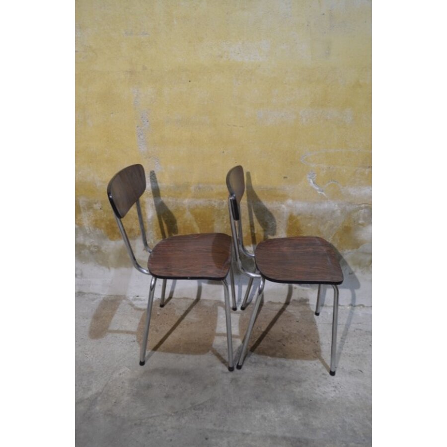 2 retro Formica keukenstoelen met verchroomd buisframe-8