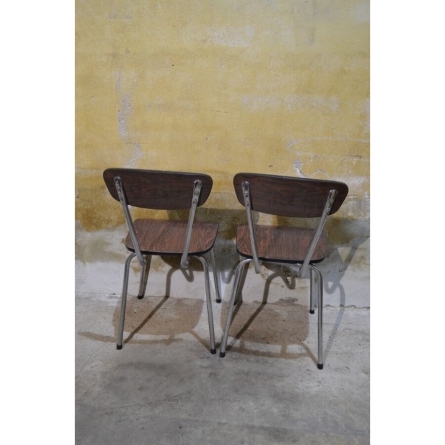 2 retro Formica keukenstoelen met verchroomd buisframe-9