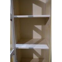 thumb-Smalle vitrinekast van massief vurenhout met glazen deur-3