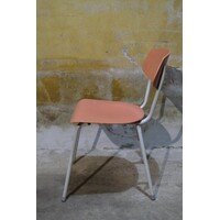 thumb-Vintage industriële stoel met zalmroze pagwood zitting-2