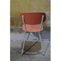 thumb-Vintage industriële stoel met zalmroze pagwood zitting-3