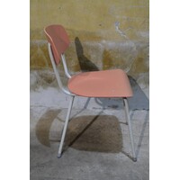 thumb-Vintage industriële stoel met zalmroze pagwood zitting-4