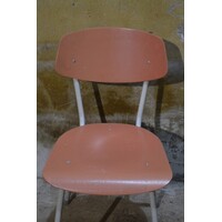 thumb-Vintage industriële stoel met zalmroze pagwood zitting-7
