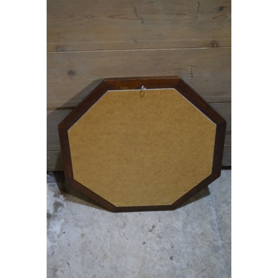 Achthoekige eiken spiegel met lijst-4