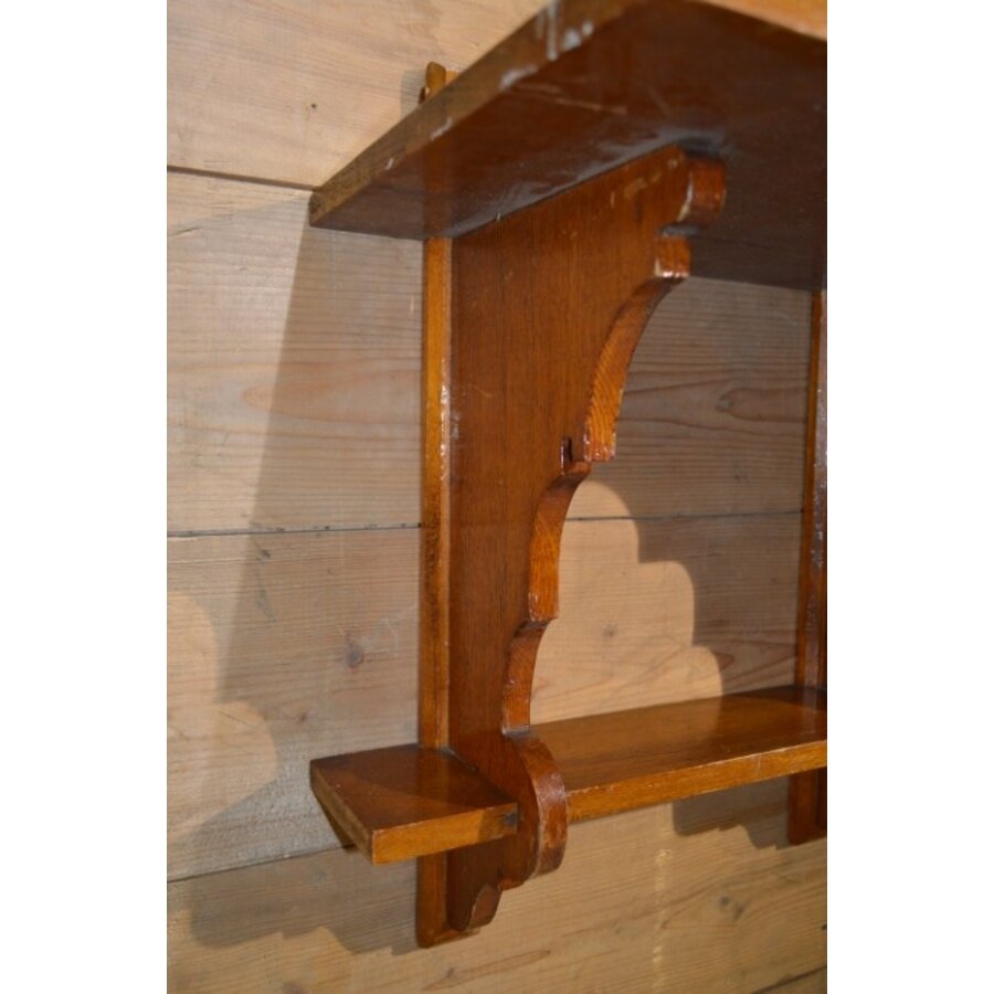 Eiken Art Deco wandrekje met legplank-3