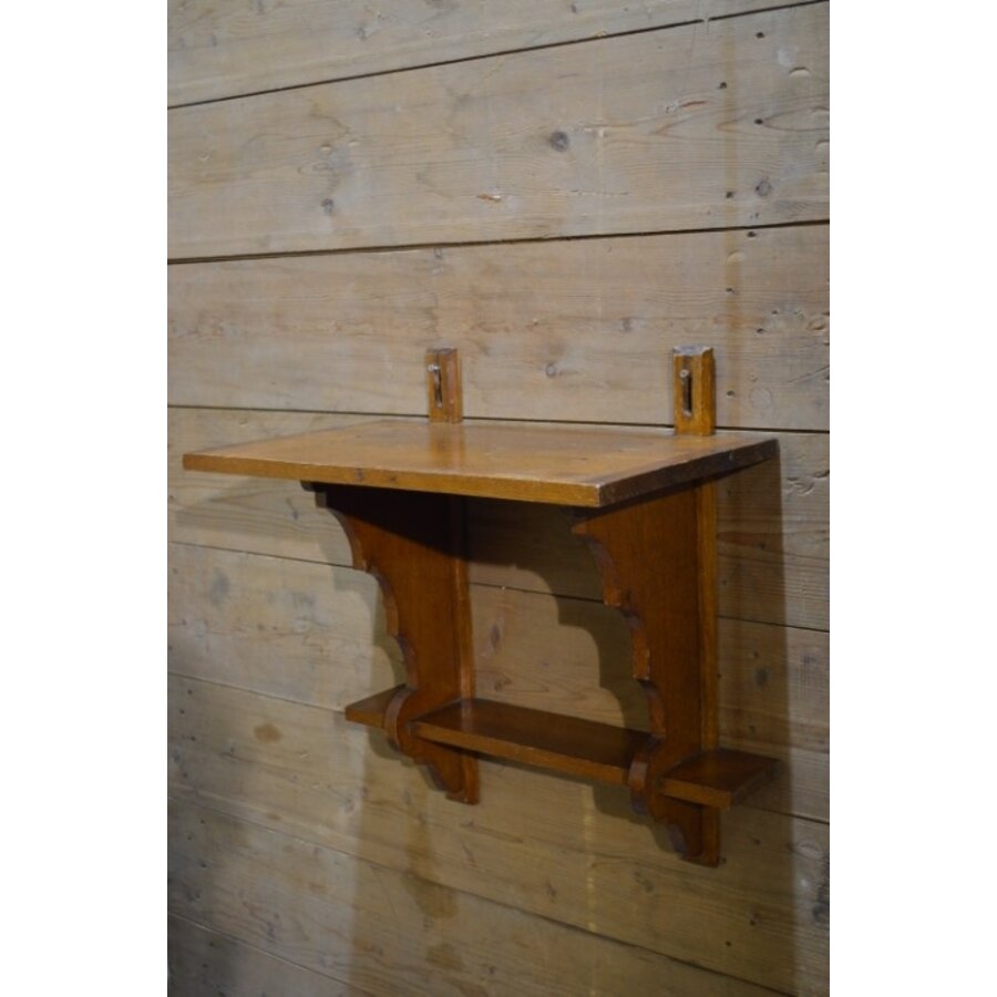 Eiken Art Deco wandrekje met legplank-5