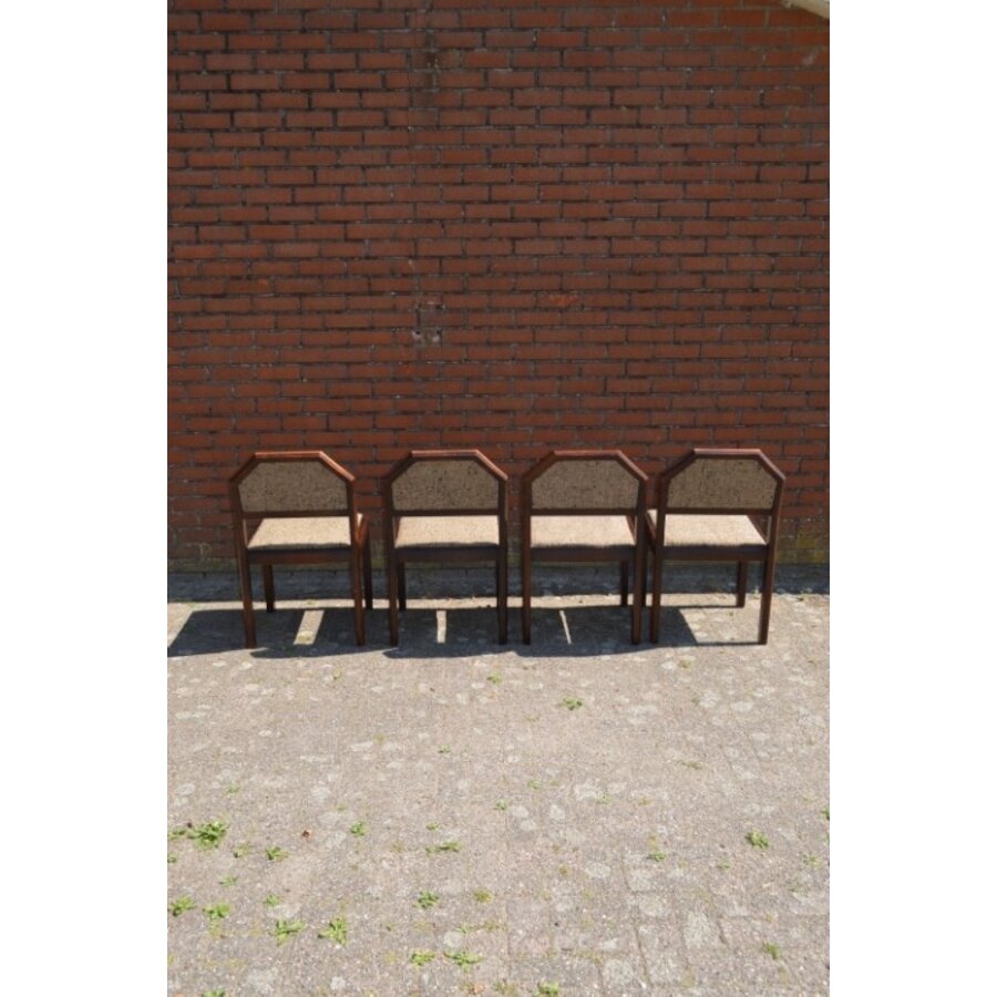 Set van 4 retro eiken stoelen wengé-3
