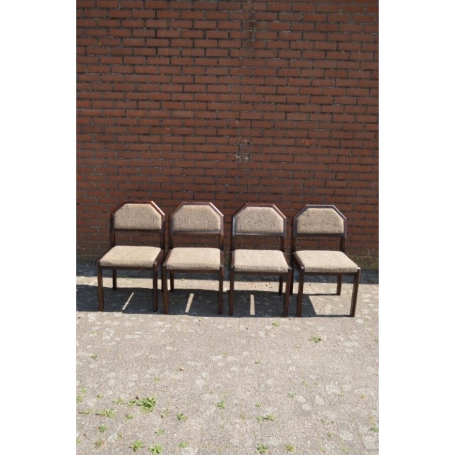 Set van 4 retro eiken stoelen wengé-6