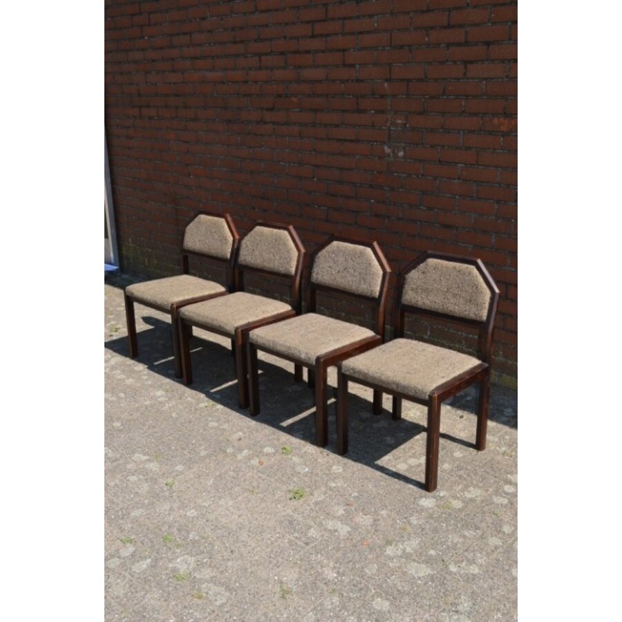 Set van 4 retro eiken stoelen wengé-1