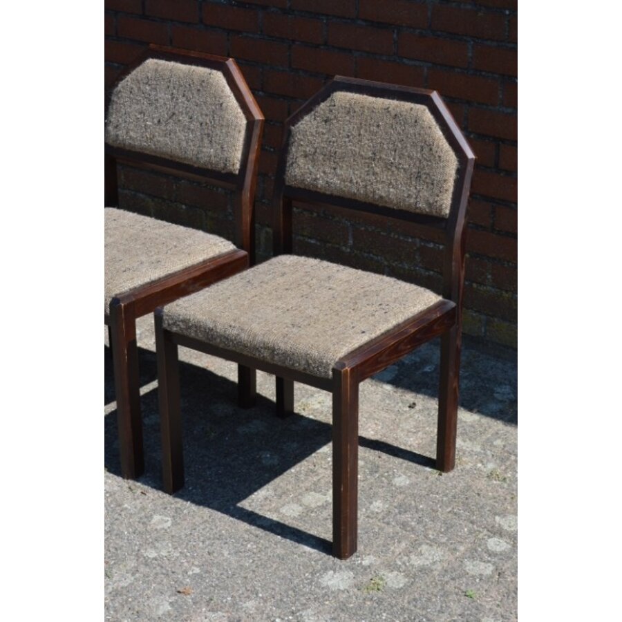 Set van 4 retro eiken stoelen wengé-7