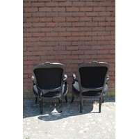 thumb-Set van 2 zwarte barok fauteuils in Louis XV stijl met zwart fluweel-2