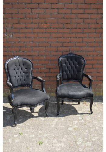 Barok fauteuils zwart 2x 