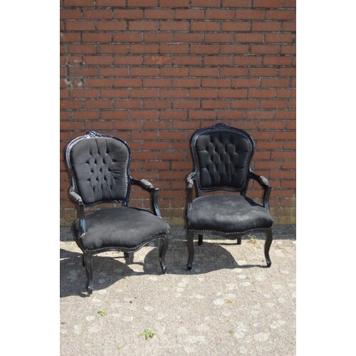 Barok fauteuils zwart 2x 