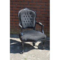 thumb-Set van 2 zwarte barok fauteuils in Louis XV stijl met zwart fluweel-4