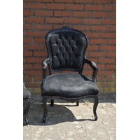 thumb-Set van 2 zwarte barok fauteuils in Louis XV stijl met zwart fluweel-5