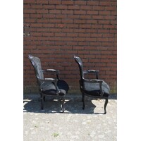 thumb-Set van 2 zwarte barok fauteuils in Louis XV stijl met zwart fluweel-6