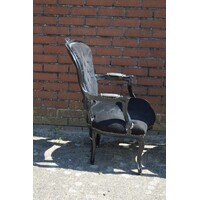 thumb-Set van 2 zwarte barok fauteuils in Louis XV stijl met zwart fluweel-7