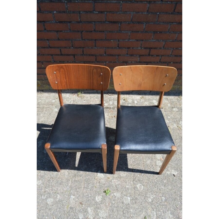 Set van 2 vintage teak eetkamerstoelen jaren 60-2