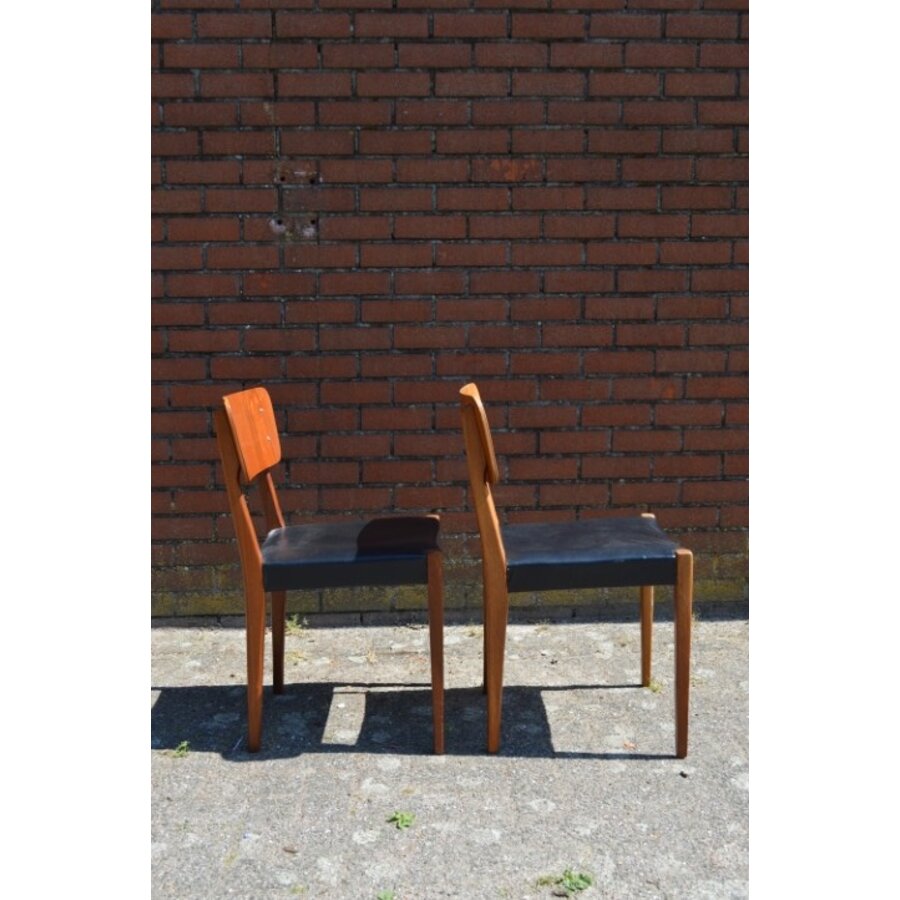 Set van 2 vintage teak eetkamerstoelen jaren 60-4