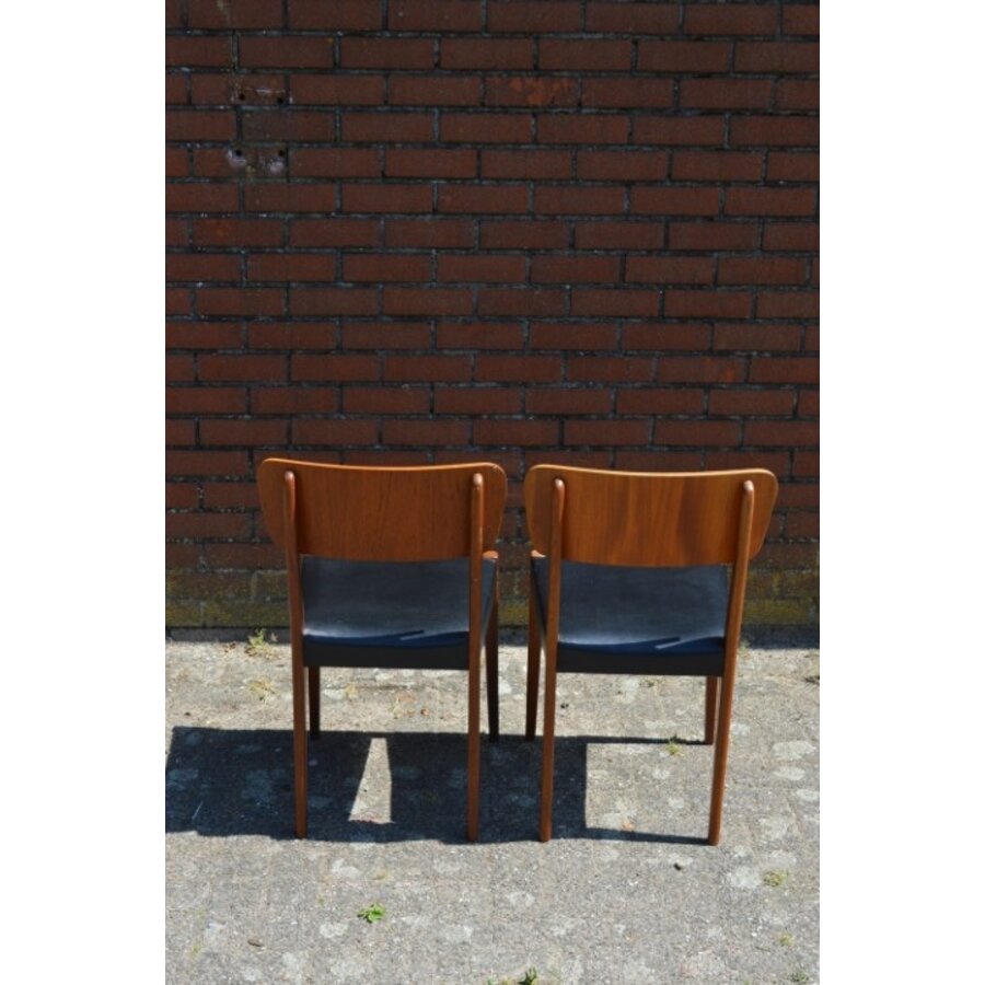 Set van 2 vintage teak eetkamerstoelen jaren 60-3