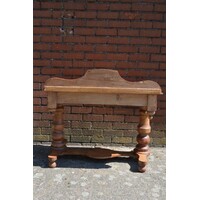 thumb-Antieke Victoriaanse wastafel van grenenhout met lade-2