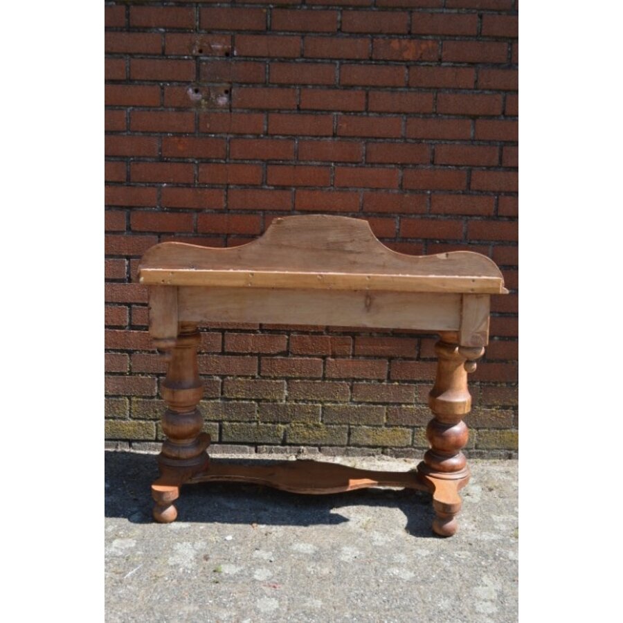 Antieke Victoriaanse wastafel van grenenhout met lade-2