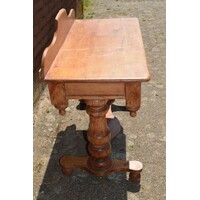 thumb-Antieke Victoriaanse wastafel van grenenhout met lade-4