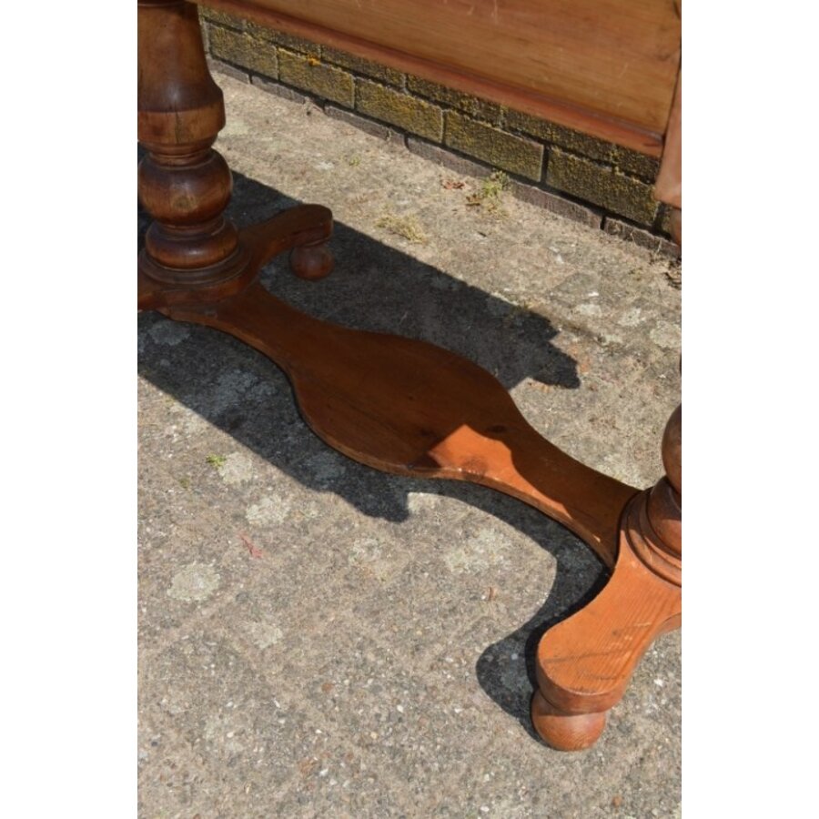 Antieke Victoriaanse wastafel van grenenhout met lade-9