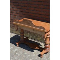 thumb-Antieke Victoriaanse wastafel van grenenhout met lade-10