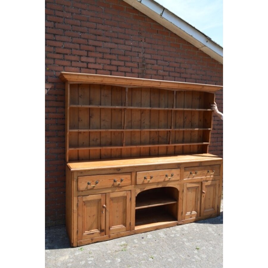 Antieke grenen Welsh dresser met gedraaide kolommen-2